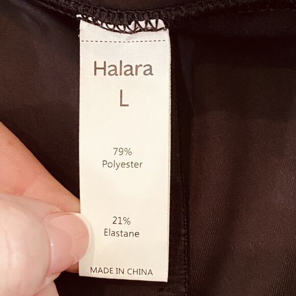 Halara Pants Womens Large Black Button Wide Leg High waisted Straight office - Picture 4 of 11